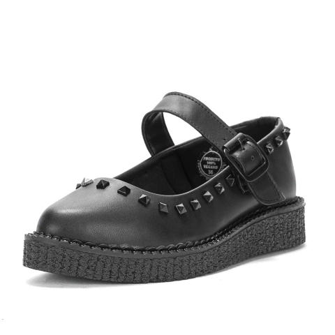 New Creeper Sapatilha Bico Fino Estilo Veggie Morticia Preto - loja online