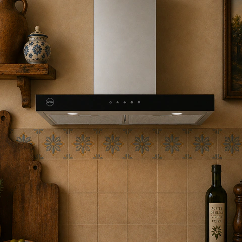 Campana Extractora Artei Anxeriz 60cm Acero + Vidrio Negro - UT1460E-1509-0102