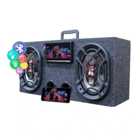Caixa Ativa 6x9 Bravox + Central Multimidia Usb Bluetooth Espelhamento