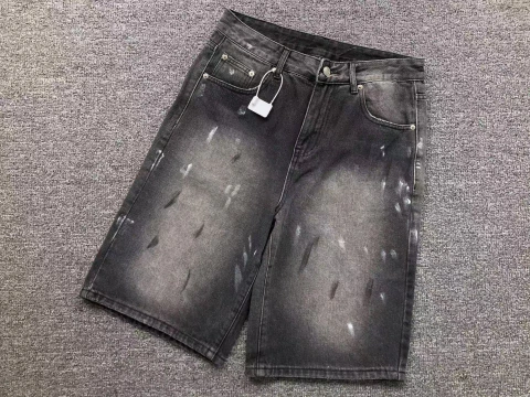 Short de Jean Acne Studios - Gris lavado con pinceladas