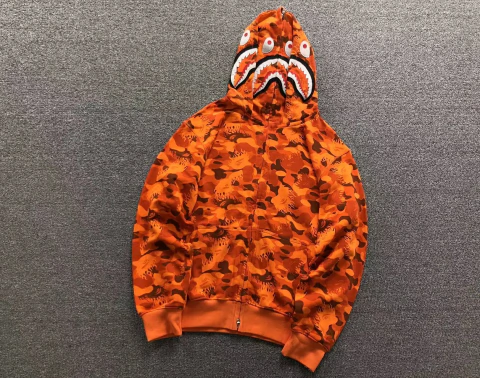 Hoodie con cierre BAPE - Shark Camo Tiger Naranja