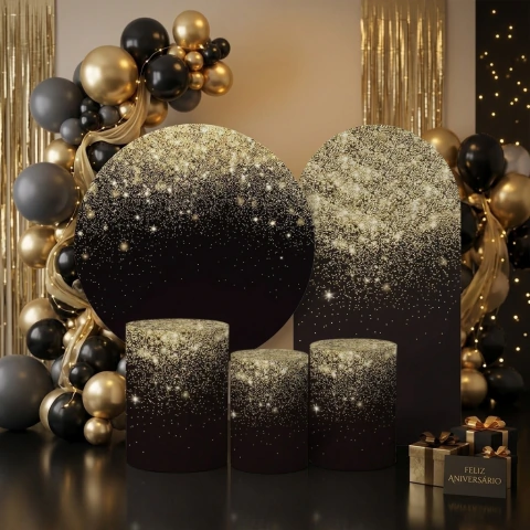 Trio de Capas e Painel Redondo + Romano Veste Fácil Tema Glitter