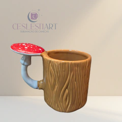 Caneca 3D Cogumelo no Tronco - Presente Criativo Exclusivo Ceslestiart - ceslestiart