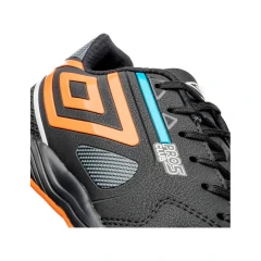 Chuteira Futsal Umbro Pro 5 Jr Preto Laranja Azul 2024 - comprar online
