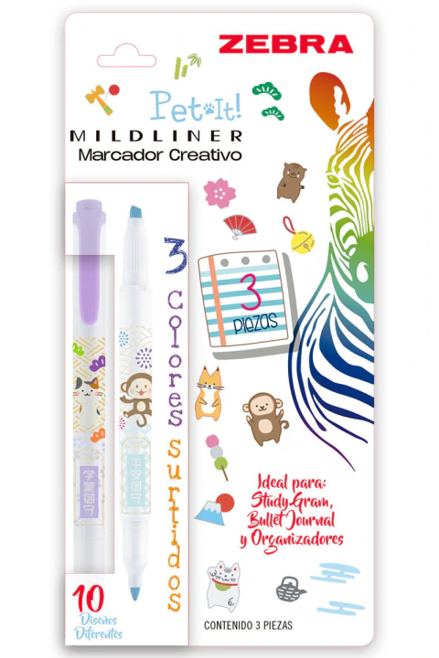 Marcador Mildliner Pet it Pastel 3 pzas