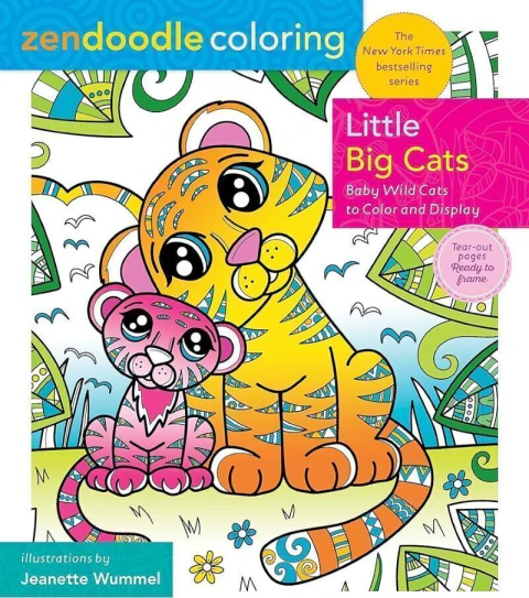 Zendoodle coloring: little big cats: baby wild cats to color and display
