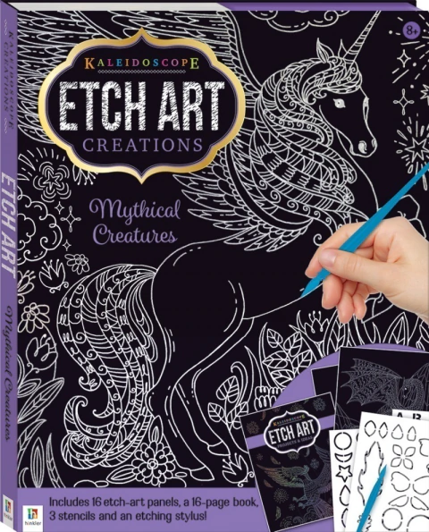 Kaleidoscope etch art creations: Mythical creatures