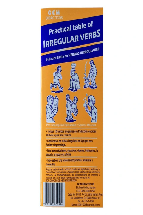 Practical table of irregular verbs