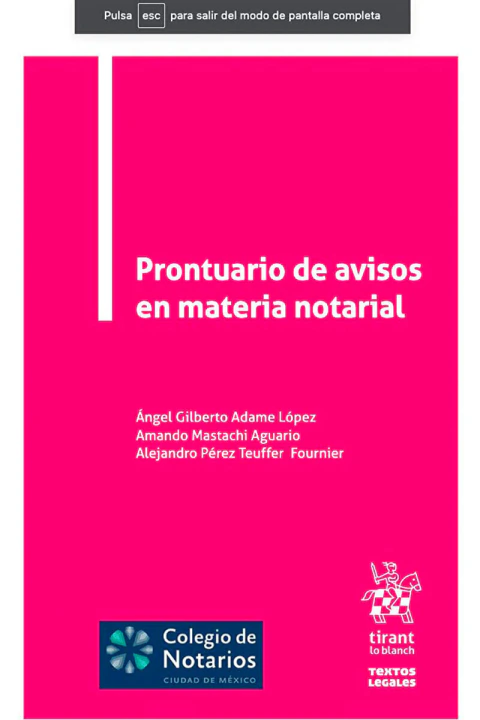 Prontuario de avisos en materia notarial