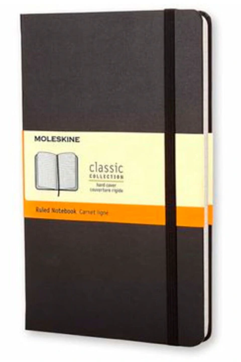 Libreta clásica de bolsillo negra hoja rayada pasta dura