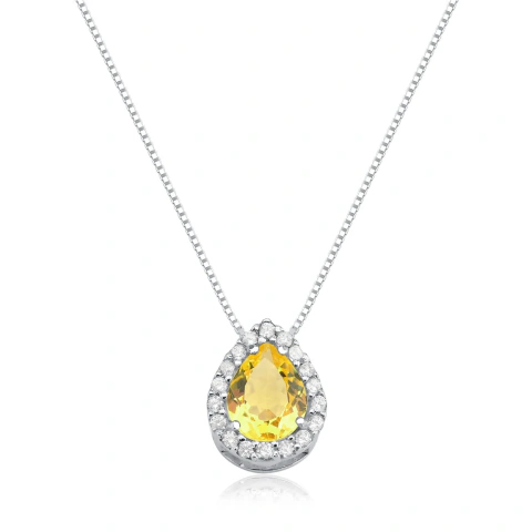 COLAR PRINCESA GOTA SAFIRA AMARELA
