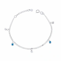 Pulseira Dois Olhos Grego e Três Zircônias