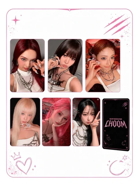 Kit 6 Photocards Fanmade Babymonster Choom Kpop Black