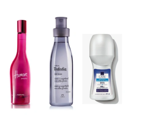 Perfume Humor Próprio Natura + Body Splash Todo Dia + Des Roll On Care