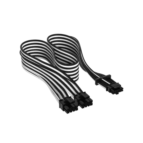 Cable con fundas individuales PCIe Gen 5 12V-2x6 de 600 W y 12 4 patillas con funda individual, Type 4, BLANCO/NEGRO
