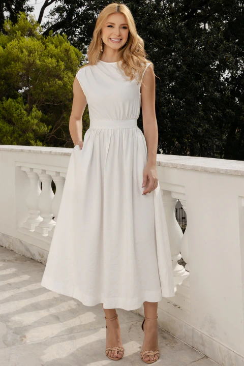 Vestido Midi Genova Rodado Off White