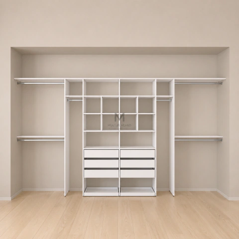 Interior de Placard 3,60mt con 6 Cajones 60cm + 2 Bandejas + Colgado Largo