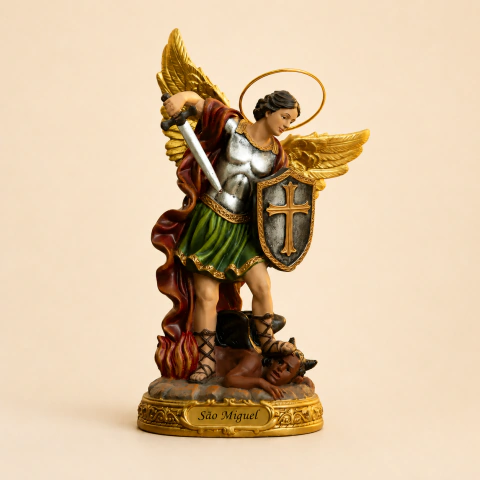 Sao Miguel Escudo 30cm Resina (C/ Aureola) (LINHA EURO)