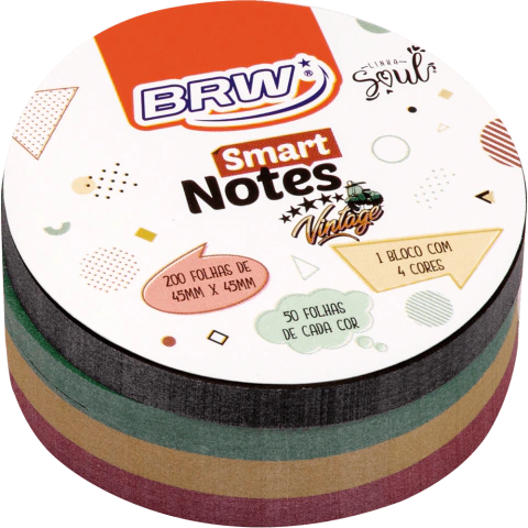 Bloco Smart Notes Round 45x45 mm Vintage BRW - 200 Folhas