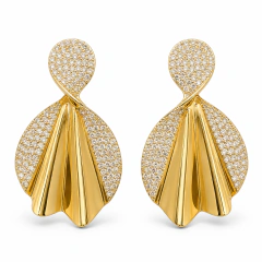 BRINCO LEQUE CRAVEJADO DOURADO - RÓDIO - GLAMOUR