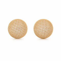 BRINCO BOTAO CRAVEJADO REDONDO DOURADO