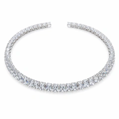 COLAR CHOCKER ARO RIVIERA BAGUETE CRISTAL RÓDIO