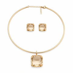 CONJUNTO ARO CRISTAL CHAMPANHE QUADRADO