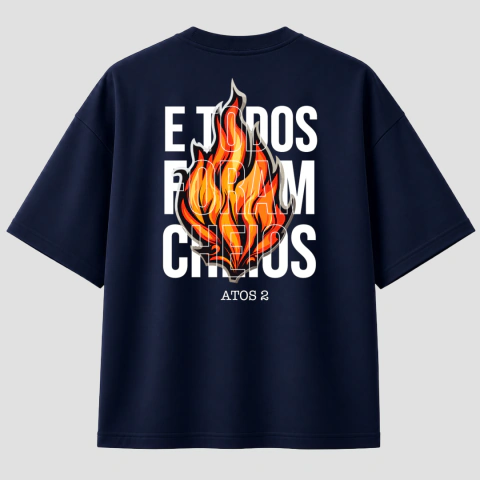 Camiseta Oversized E Todos Foram Cheios - Azul Marinho