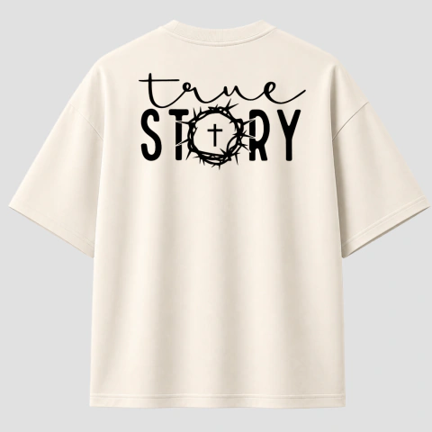 Camiseta Oversized True Story - Off White