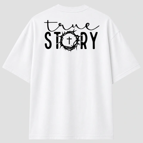 Camiseta Oversized True Story - Branco