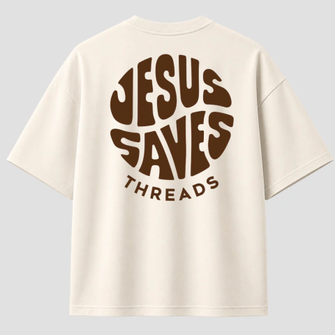 Camiseta Oversized Jesus Saves - Off White