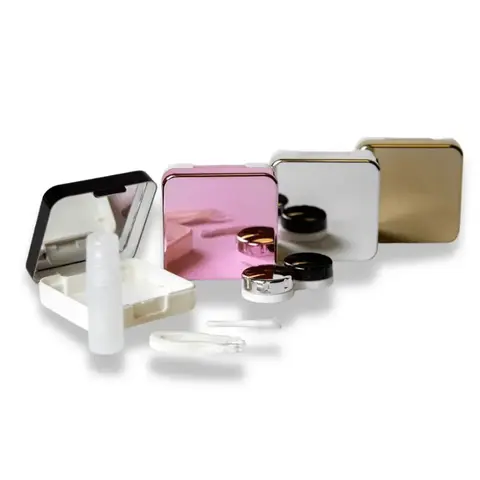 Kit de lentes de contacto metalizado cuadrado