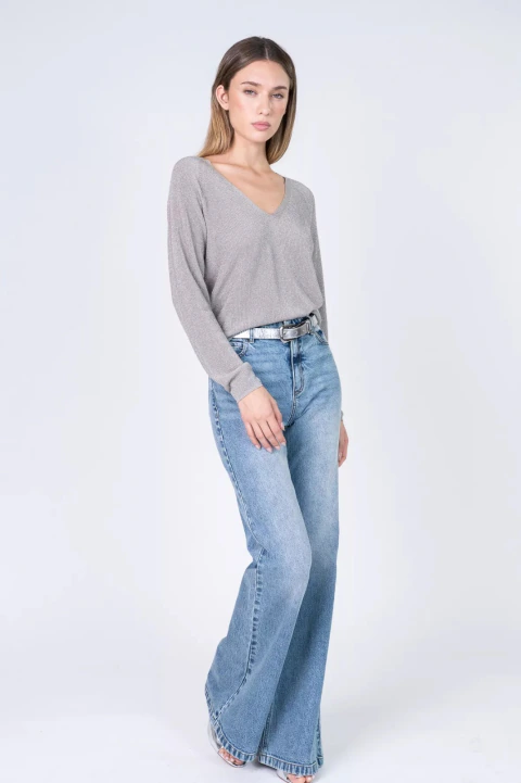Sweater Lurex V Neck