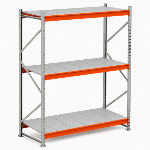 Mini Porta Pallet Slim Módulo Inicial 200x180x80cm - 3 Níveis de Longarina 250kg (750kg) - Com Plano Metálico
