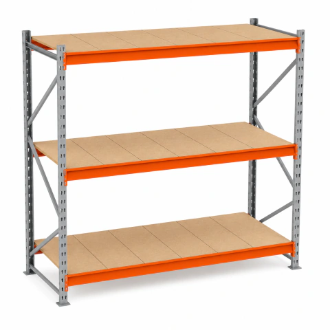 Mini Porta Pallet Módulo Inicial 200x230x100cm - 3 Níveis de Longarina 250Kg (750kg) - Com Plano Madeira Crua