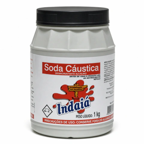 Soda Cáustica Indaiá 1kg em Escamas para Limpeza e Sabão