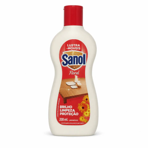 Lustra Móveis Sanol Floral 200ml Brilho e Proteção Prática