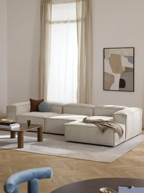 Sofá esquinero modular de pana Lennon (4 plazas)