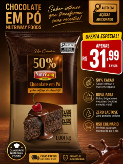 Chocolate em Pó 50% Cacau Nutriway Foods 1kg