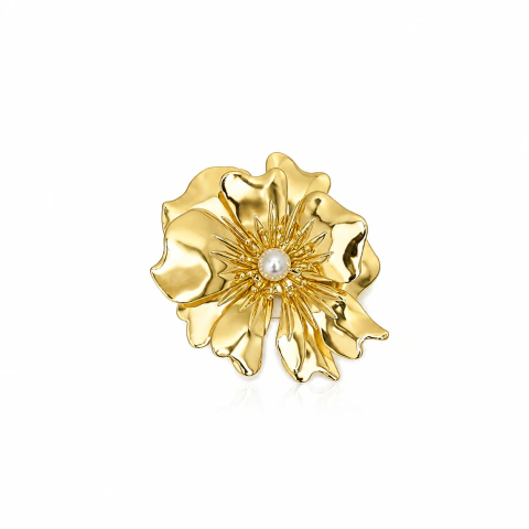 Broche Maxi Flor com Pérola
