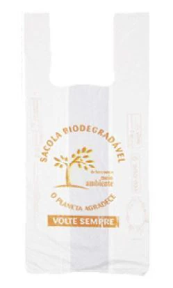 Sacola Plástica Biodegradável Branca O Planeta Agradece 30x40 e 36x50