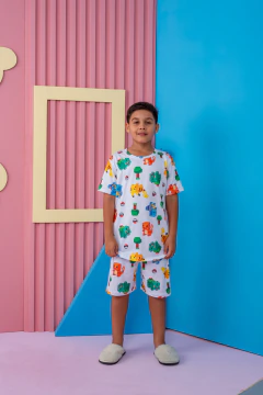 Imagem do Pijama Infantil Masculino Pokemon Minecraft Branco