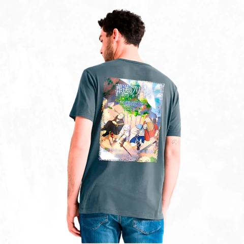 Playera Frieren: Beyond Journey's End, Crunchyroll cuello redondo para hombre con estampado de Frieren playera grande nueva