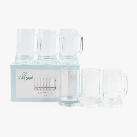 Vasos Nex Cook Chopp Vidrio 335ml X6 Cja Clear
