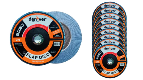 Disco Flap 7" Denver Kit com 10 Unidades – Grão 40, 60, 80 e 120
