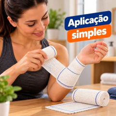 Imagem do Faixa Atadura Crepom Curativo Algodão 12cm x 1,80m Kit 12 Rolos 13 Fios Anvisa Não estéril