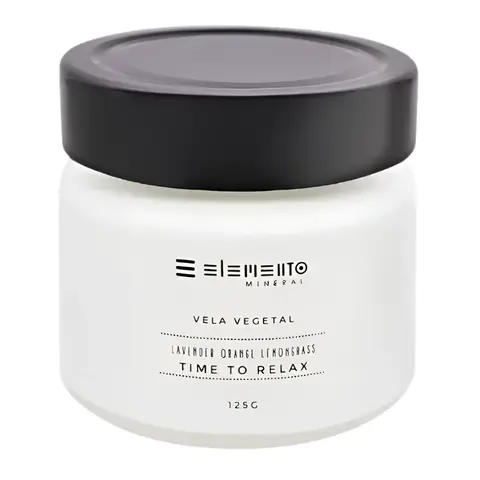 Vela Vegetal Time to Relax Elemento Mineral | Lavanda, Laranja e Lemongrass | 100% Natural Vegana 20 a 25 Horas