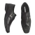 Sapato social masculino em couro preto andar shoes com fivela prateada, e solado em borracha com salto 