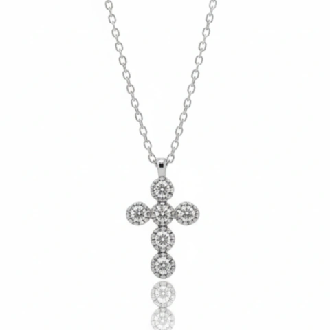 COLAR DE PRATA 925 MODELO CRUZ DE PEDRAS