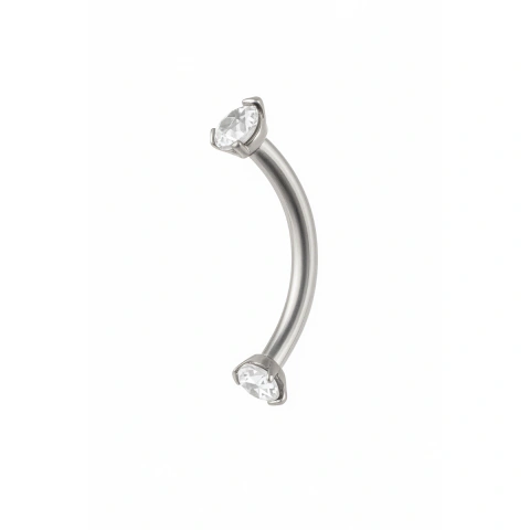PIERCING TITÂNIO MODELO MICROBELL CURVO DUAS ZIRCÔNIAS